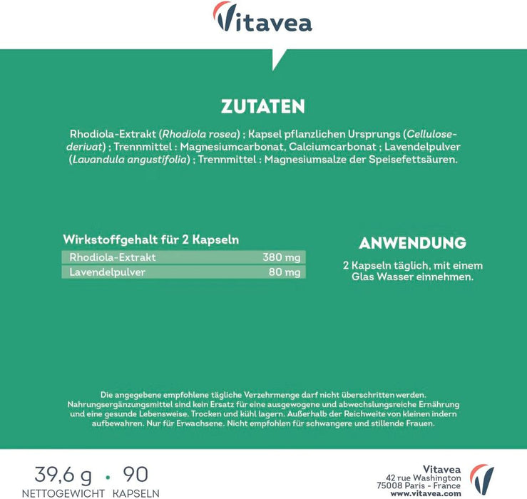 Vitavea Rhodiola Rosea mit Lavendel