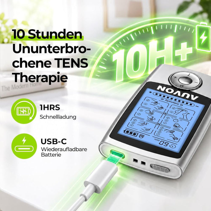 AUVON TENS-Gerät mit 24 Modi und Elektrodenpads