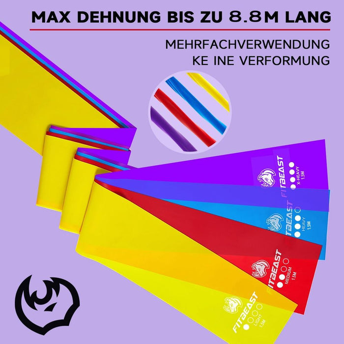 FitBeast Flache TPE-Trainingsbänder, vier Widerstandsstufen