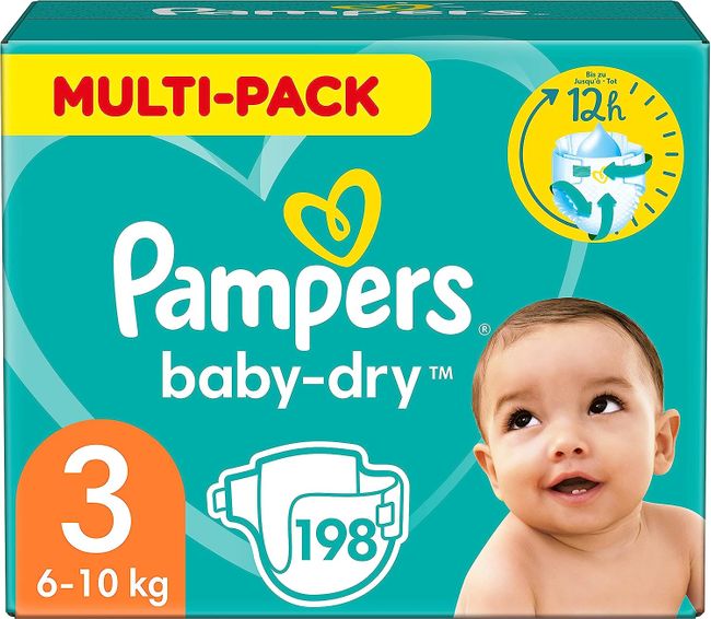 Pampers Windeln Größe 3 (6-10kg) Baby-Dry, Midi, MONATSBOX