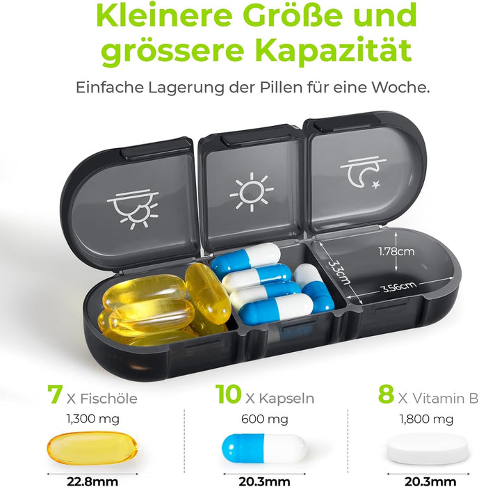 AUVON Wochen-Tablettenbox im grauen Reißverschlussetui