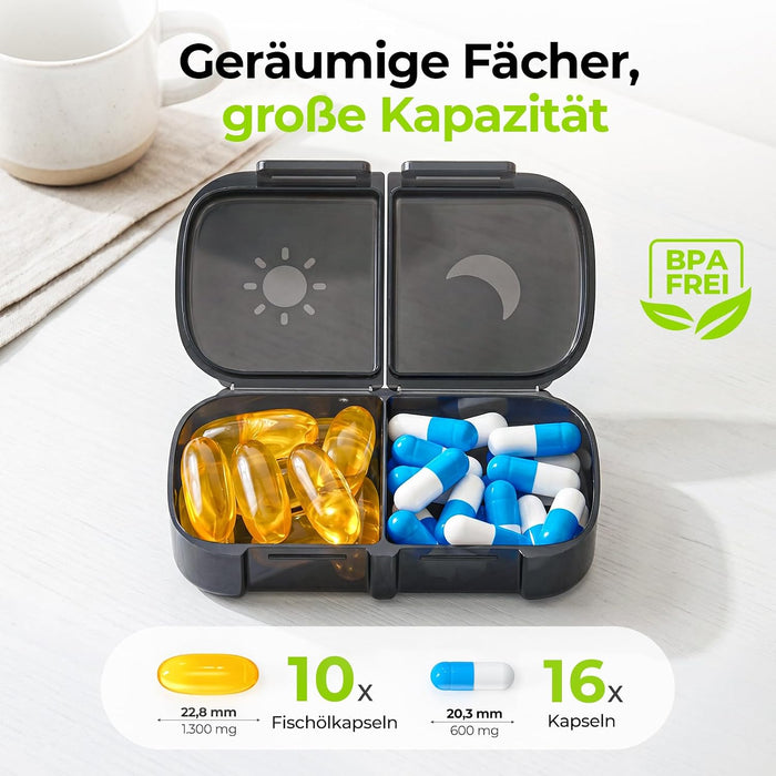 AUVON Wochen-Tablettenbox mit zwei Fächern je Tag