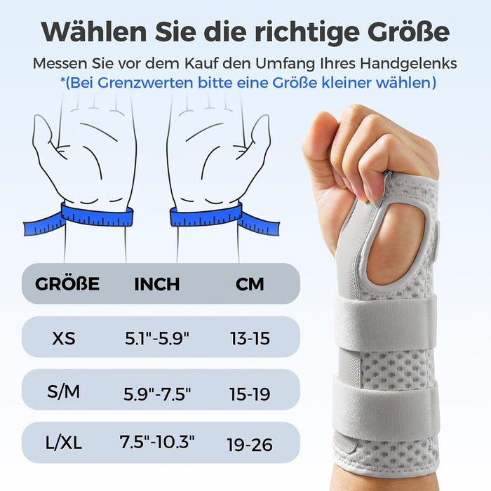 FREETOO beidseitig tragbare Handgelenkstütze M grau-blau