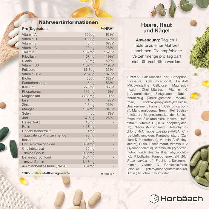 Horbäach Haut-Haare-Nägel-Komplex, 120 Tabletten