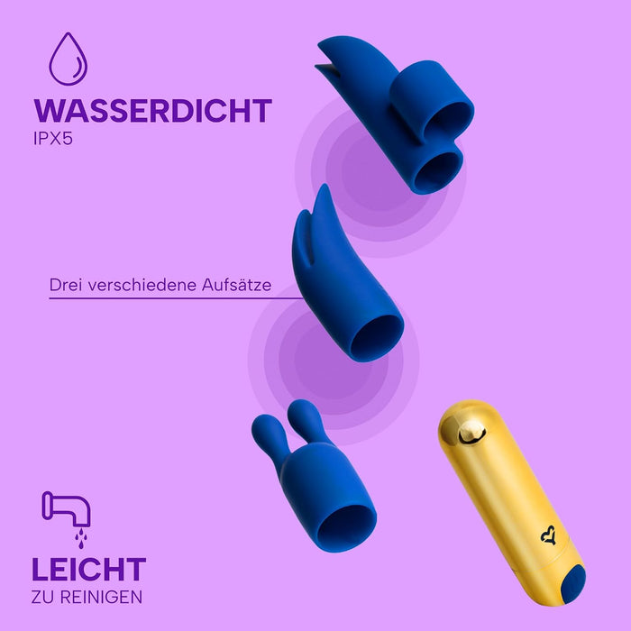 MySecretCase Mini-Vibrator mit drei Wechselaufsätzen