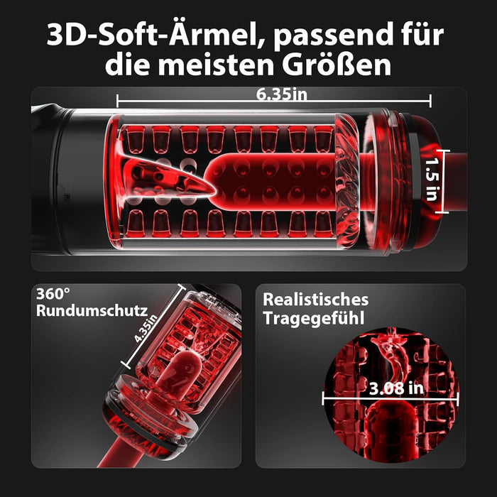 VIJISA Masturbator mit Teleskop-, Rotations- und Saugfunktion, Rot