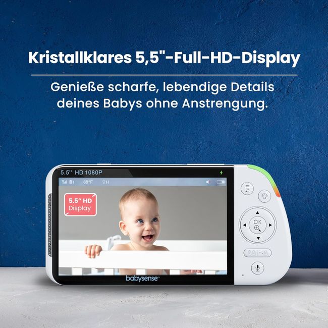 Babysense Full HD Split-Screen Babyphone mit 2 Kameras