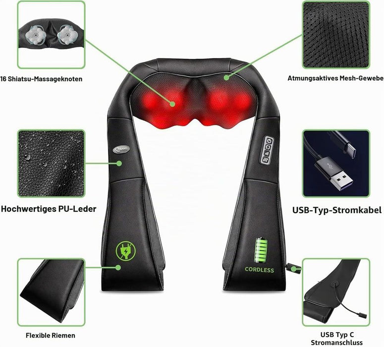 Cotsoco M861B2 kabelloses 4D-Nackenmassagegerät