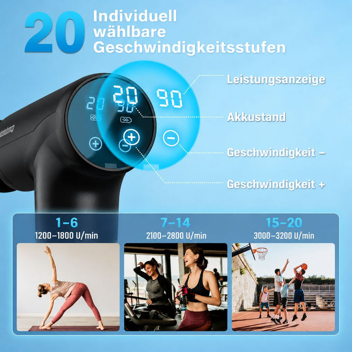Cotsoco M784 Massagepistole mit neun Aufsätzen