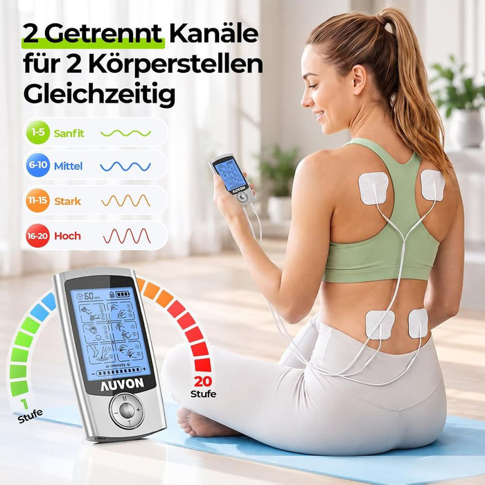 AUVON TENS-Gerät mit 24 Modi und Elektrodenpads