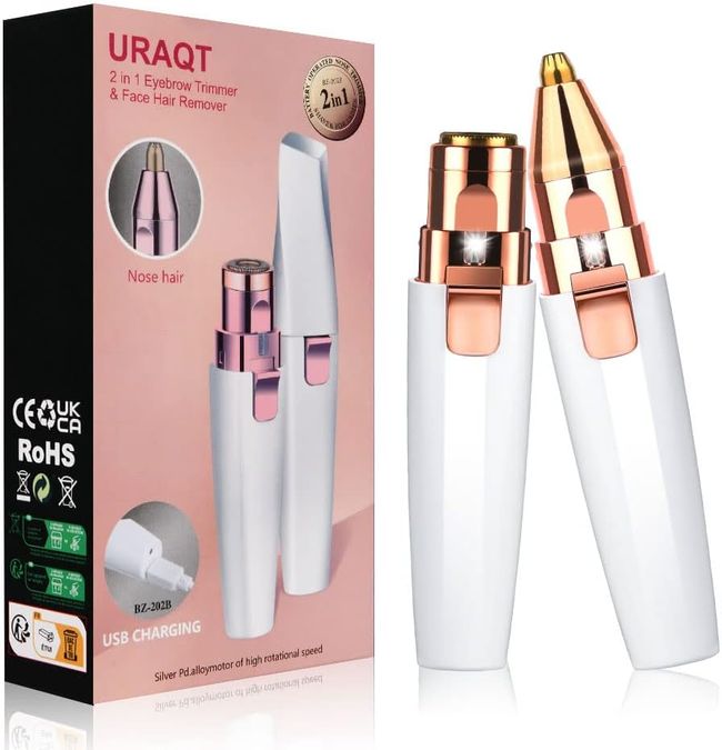 URAQT Gesichtshaarentferner für frauen, 2 in 1 USB Elektrischer Augenbrauen Rasier, Schmerzfrei