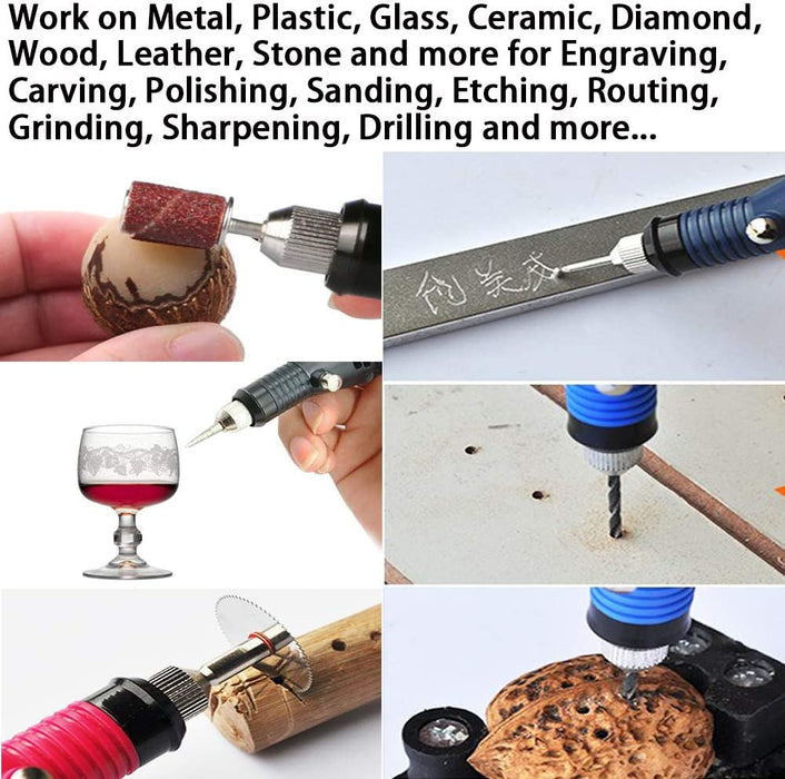108 Pcs Gravierwerkzeugsatz, Multifunktionaler Gravurstift DIY Drehwerkzeug für Schmuck Glas Holz Metall mit Anreißer, 82 Zubehör und 24 Schablonen