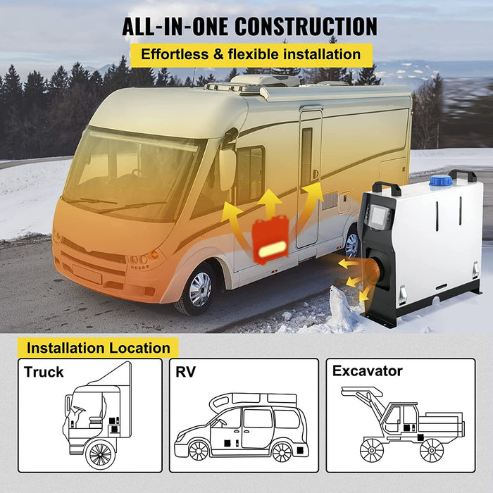 12V Diesel Lufterhitzer, 5KW Standhezung Diesel, Luft Standhezung, Dieselheizung 1 Luftauslass, Air Diesel Heizung mit Schalldämpfer, Air Standheizung