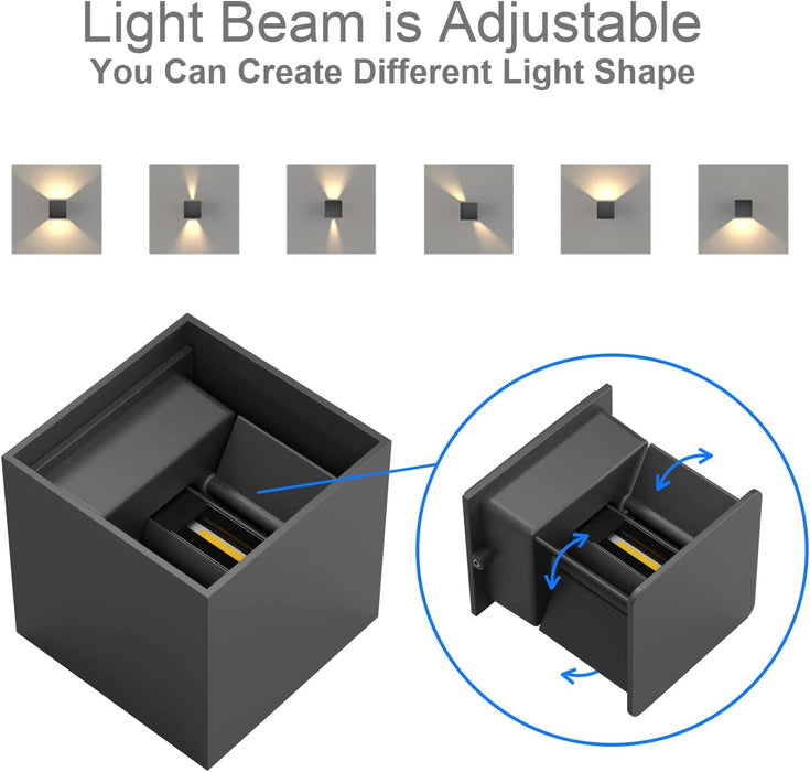 12W LED Wandbeleuchtung  dekorative Wandlampen,Moderne Wandleuchte,IP 65 LED Wandleuchten im Innen und Außenbereich, Dunkelgrau