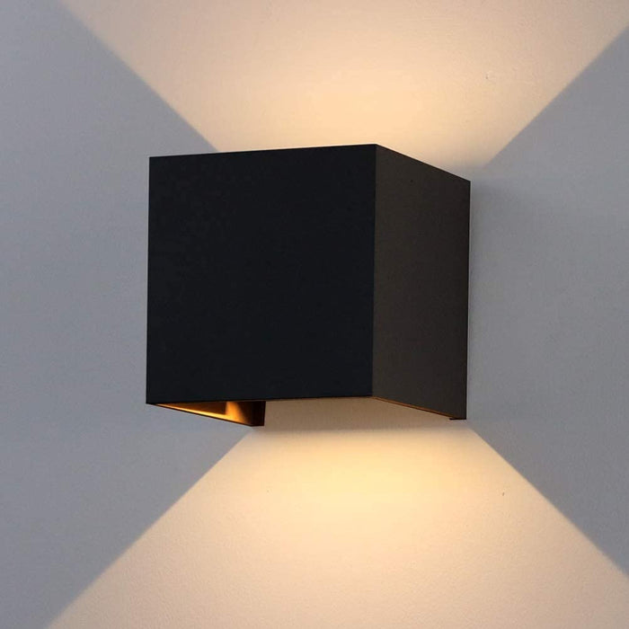 12W Wandleuchte Warmweiß Led Innen Außen Badezimmer Wandstrahler Wandlampe Wandbeleuchtung für Schlafzimmer, Wohnzimmer,IP65,Schwarz