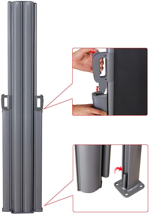 Doppelseitenmarkise, ausziehbar, 2 x 6 m (H x L), ausziehbare Seitenmarkise, Sichtschutz, Sonnenschutz, Seitenrollo, für Balkon, Terrasse und Garten