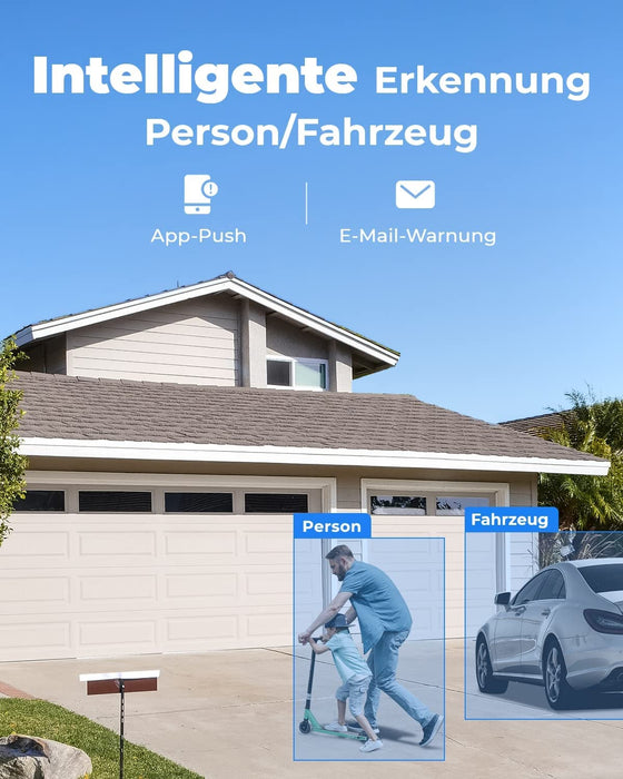  4K Überwachungskamera Aussen Set, 4X 8MP PoE IP Kamera Überwachung mit Smarter Personenerkennung und Fahrzeugerkennung, 8CH 2TB HDD NVR 