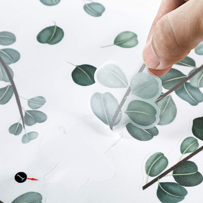 3 Blätter Grüne Pflanzen Eukalyptus Rebe Blätter Wandtattoo Abnehmbare Aquarell Wandkunst Dekor Schälen and Stock Wandaufkleber Kunst Wandgemälde Dekoration für Kindergarten Wohnzimmer