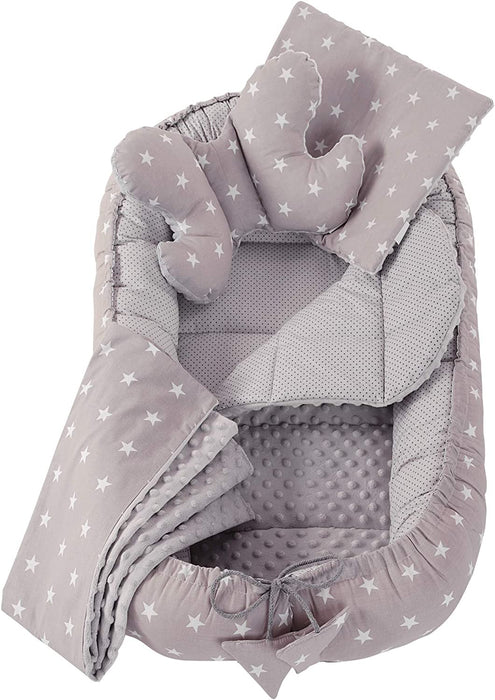 5 teilig Babynestchen Set Babynest 90x50 herausnehmbarer Einsatz Bett Kuschelnest Krabbeldecke Medi Partners für Babys Neugeborene 100% Baumwolle 