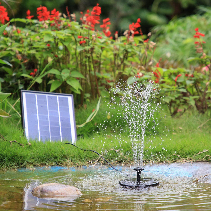 6.5W Solar Springbrunnen Eingebaute1500 mAh Batterie Upgraded Solar Teichpumpe Wasserpumpe Solar Schwimmender Fontäne Pumpe mit 6 Fontänenstile 