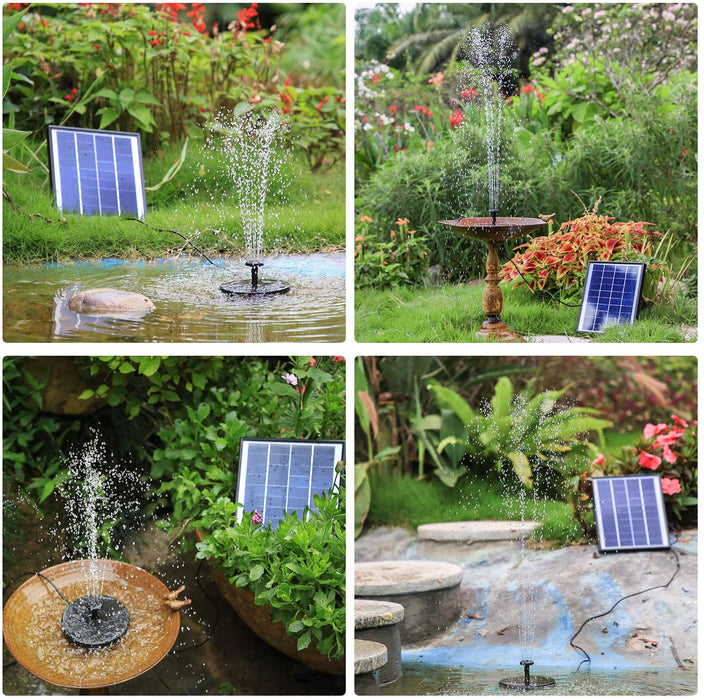 6.5W Solar Springbrunnen Eingebaute1500 mAh Batterie Upgraded Solar Teichpumpe Wasserpumpe Solar Schwimmender Fontäne Pumpe mit 6 Fontänenstile 