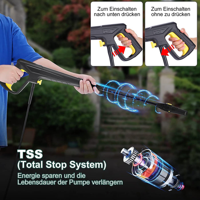 150 Bar Hochdruckreiniger, 1800W Elektrischer Hochdruckreiniger mit 3 in 1 Nozzle, 5 m Hochdruckschlauch, Fördermenge: 590 l/h