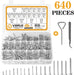 640PCS M3 M4 M5 Bohrschrauben Schnellbauschrauben 304 Edelstahl A2-70 Schrauben Set Flachkopf Blechschrauben Kreuzschlitzschrauben