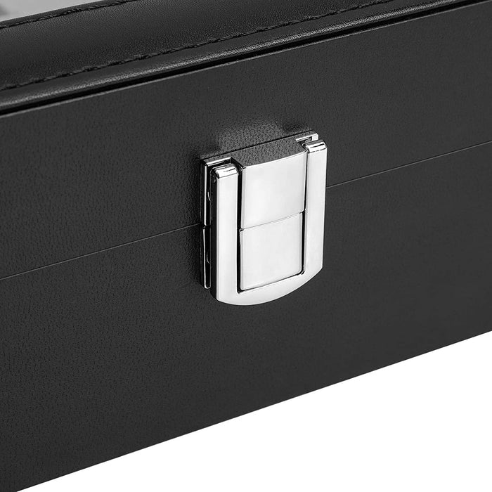 Uhrenbox mit 12 Fächern, Uhrenkasten mit Glasdeckel, Uhrenkoffer mit herausnehmbaren Uhrenkissen, Weihnachten, Premium-Uhrenschatulle, PU-Bezug