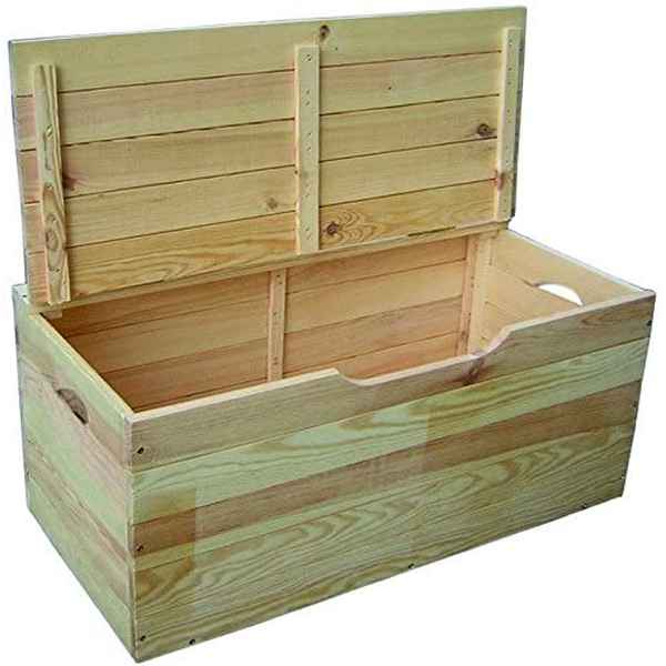 Truhe Holz mit Deckel (100x40x50cm) (Refurbished D)