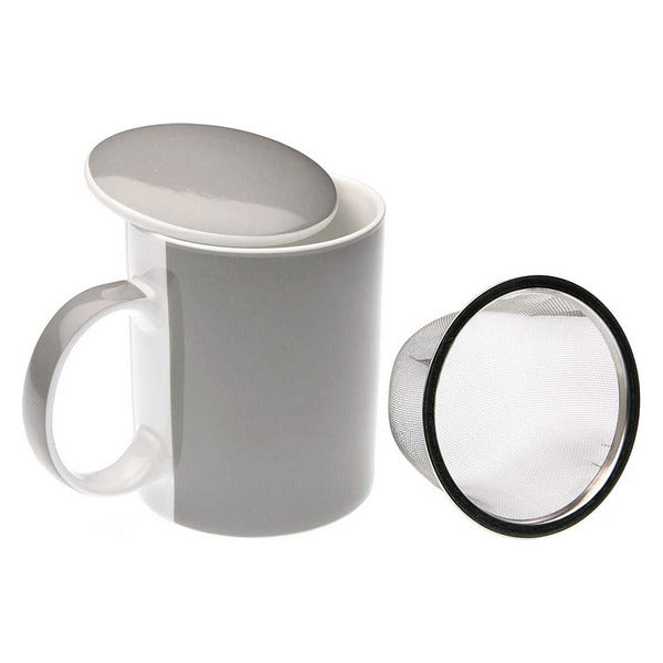 Filtertasse für Teeaufgüsse Porzellan Weiß/Grau