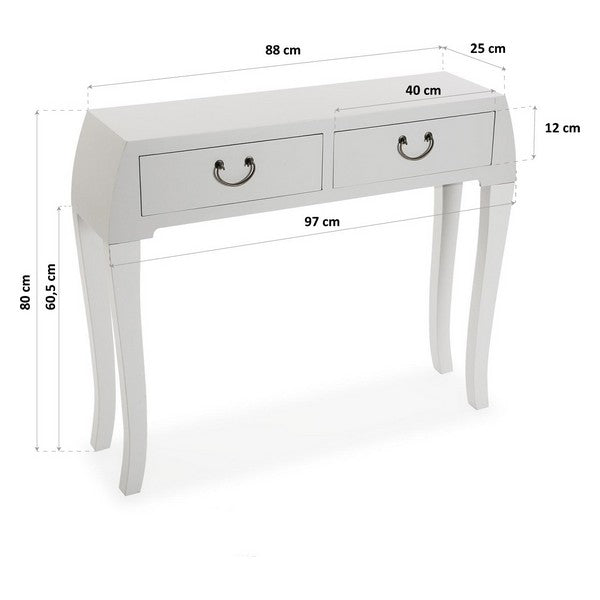 Konsolentisch mit 2 Schubladen Holz MDF/Tannenholz (25 x 80 x 97 cm)