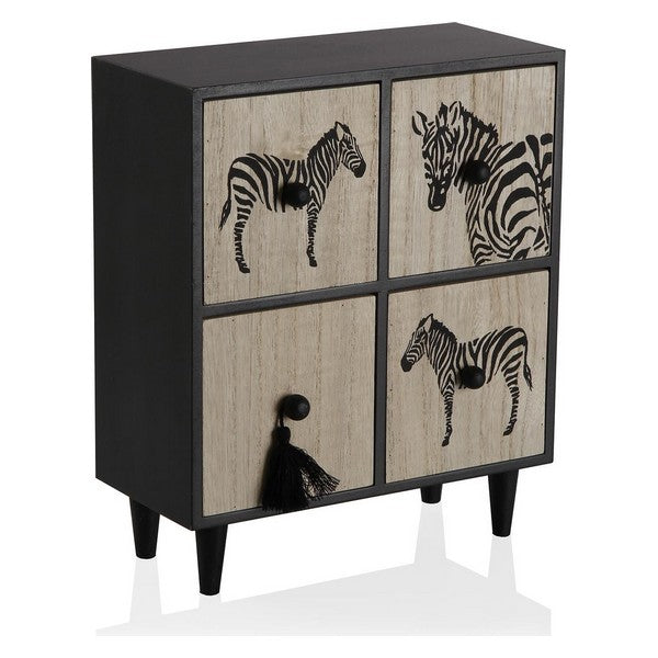 Box-Schmuckkästchen Holz Zebra 4 Schubladen