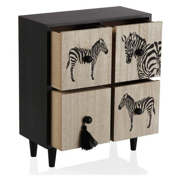 Box-Schmuckkästchen Holz Zebra 4 Schubladen