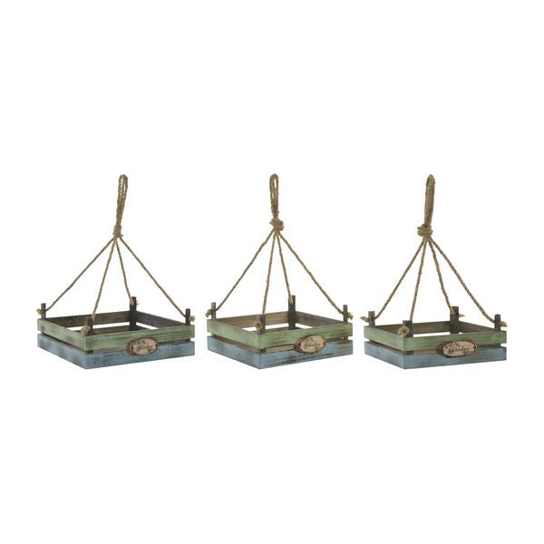 Blumentopf Dekodonia Garden Holz Schnur (3 pcs) (23 x 13 x 23 cm) (28 x 13 x 28 cm) (33 x 33 x 13 cm)