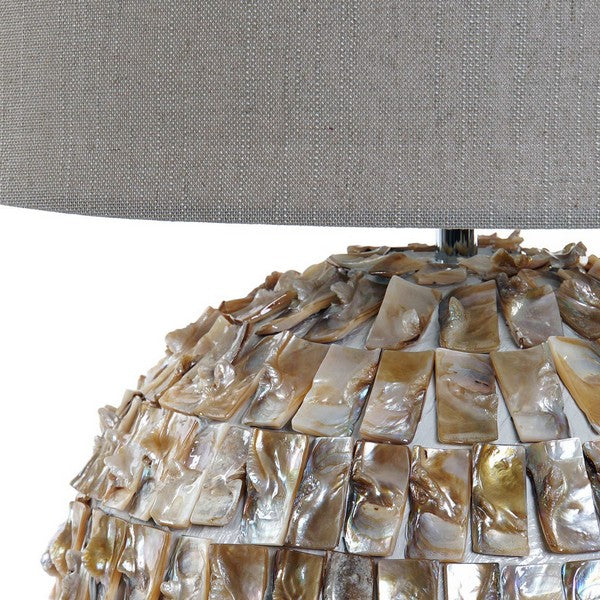 Tischlampe Dekodonia Leinen aus Keramik Perlmutt (40 x 59 cm)