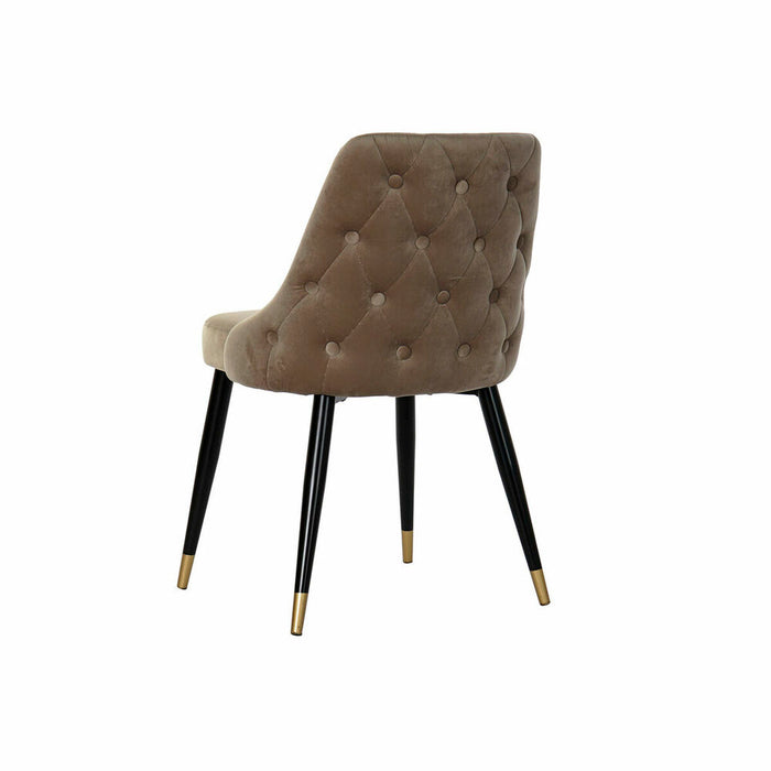 Esszimmerstuhl DKD Home Decor Schwarz Golden Metall Braun Polyester (51 x 57 x 84 cm)