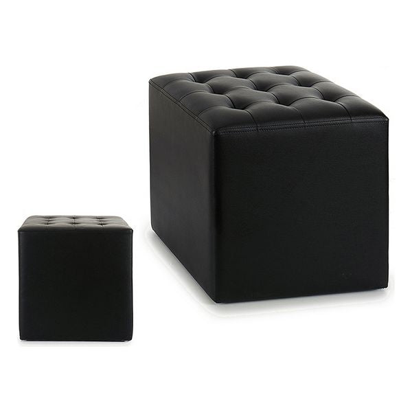Puff Gift Decor Schwarz Leder (35 x 35 x 35 cm)