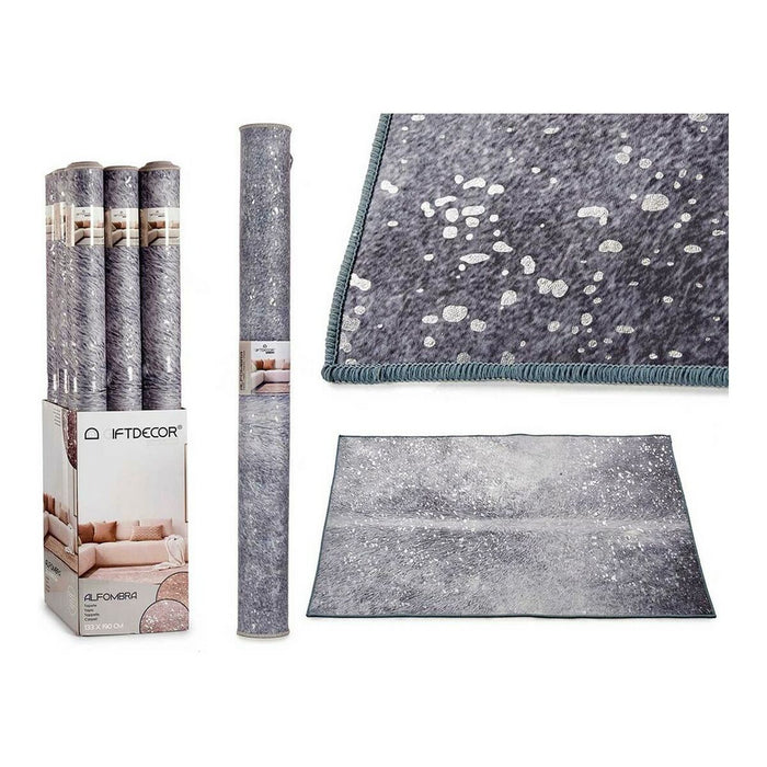 Teppich Grau Weiß Polyester