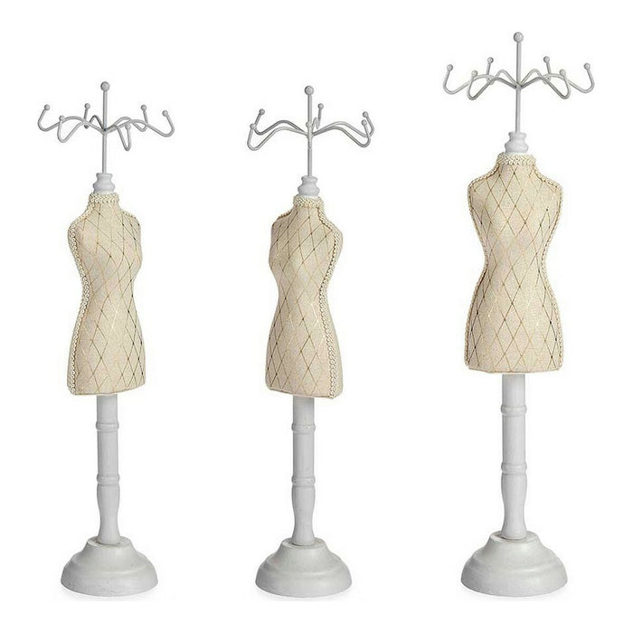 Schmuckständer Beige Weiß Holz Baumwolle (11 x 40 x 12 cm)