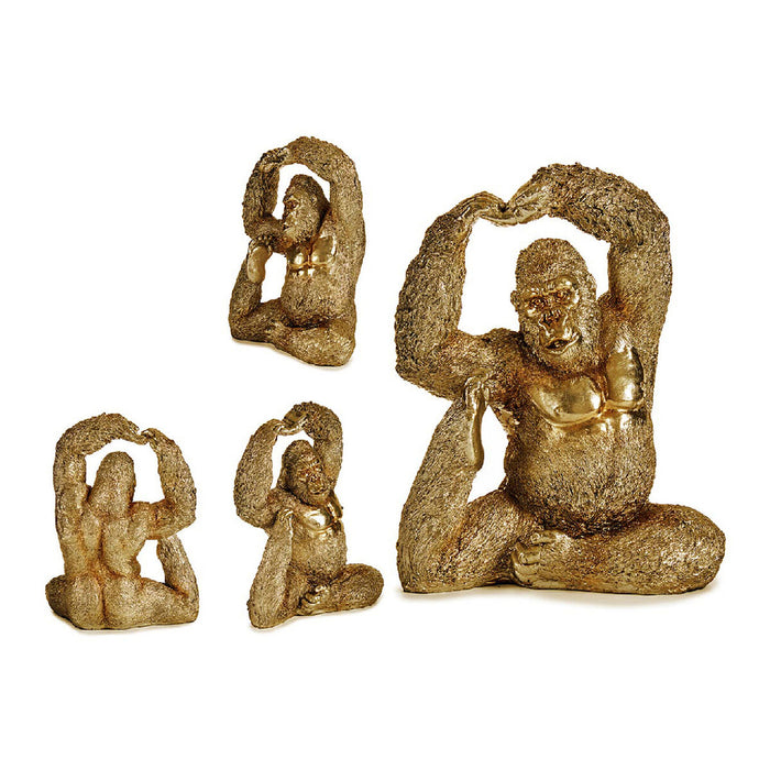 Deko-Figur Gorilla Golden Harz (14 x 30 x 25,5 cm)