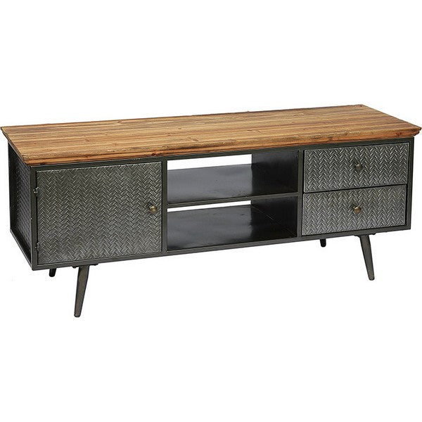 TV-Tisch Eisen Tannenholz (130 x 42 x 52 cm)