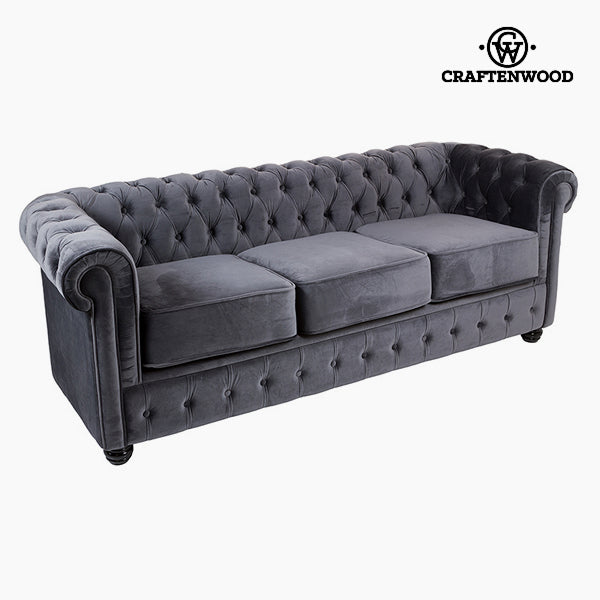 Chesterfield Sofa 3-Sitzer Samt Grau - Relax Retro Kollektion