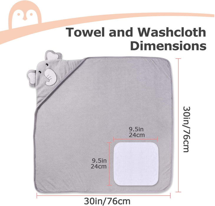 Baby Badetuch Set, 8-teiliges Babyhandtuch Set, 2X Baby Kapuzenhandtuch 76X76 cm und 6X Baby Waschlappen 24x24cm, Babyhandtuch mit Kapuze