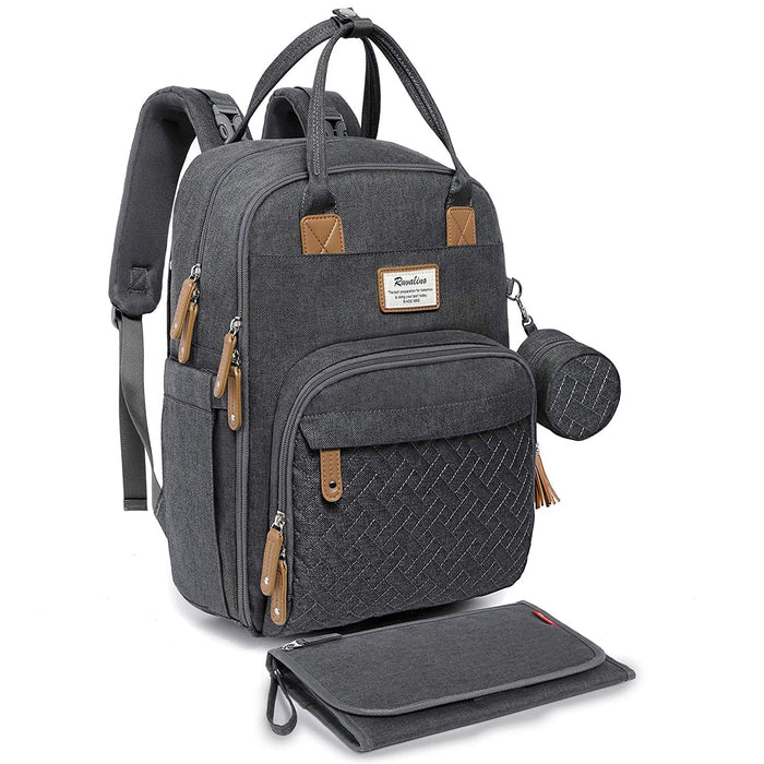 Baby Wickelrucksack Wickeltasche Rucksack mit tragbarer Wickelauflage, Schnullerhalter und Kinderwagengurten, Babytasche Multifunktional 