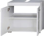 Badezimmer Waschbeckenunterschrank Unterschrank Amanda, 60 x 56 x 34 cm in Weiß / Weiß Hochglanz mit viel Stauraum