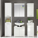 Badezimmer Waschbeckenunterschrank Unterschrank Amanda, 60 x 56 x 34 cm in Weiß / Weiß Hochglanz mit viel Stauraum