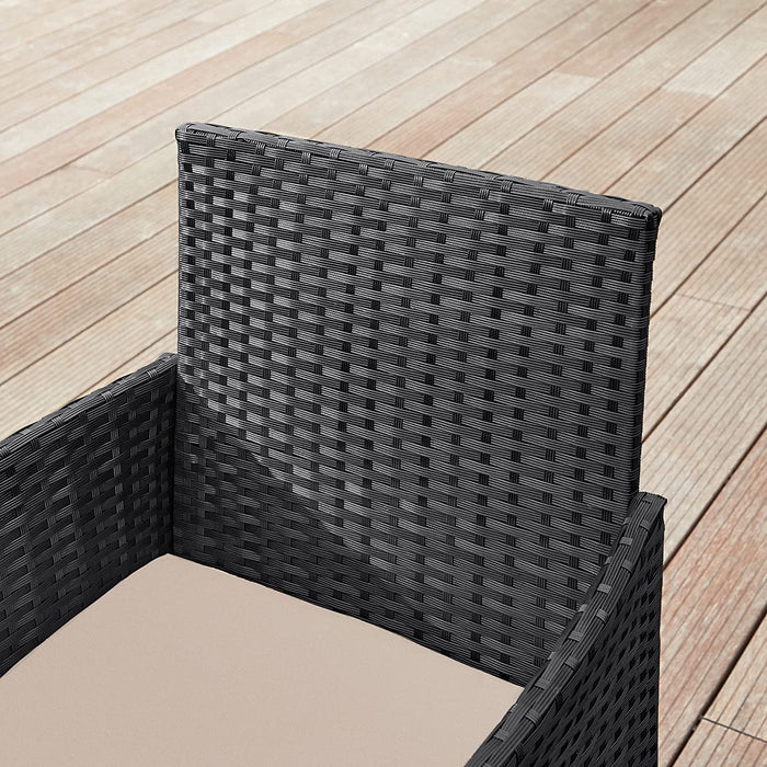 Balkonmöbel, Gartenmöbel-Set, aus PE-Polyrattan, Lounge-Set, Tisch und 2 Stühle, Terrassenmöbel, Outdoor, für Terrasse, Balkon, Garten, schwarz-Taupe