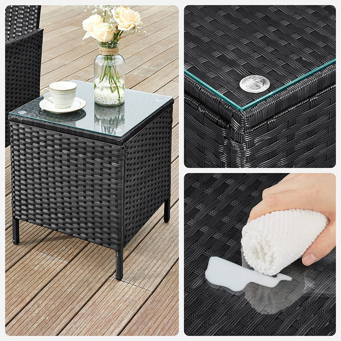 Balkonmöbel, Gartenmöbel-Set, aus PE-Polyrattan, Lounge-Set, Tisch und 2 Stühle, Terrassenmöbel, Outdoor, für Terrasse, Balkon, Garten, schwarz-Taupe