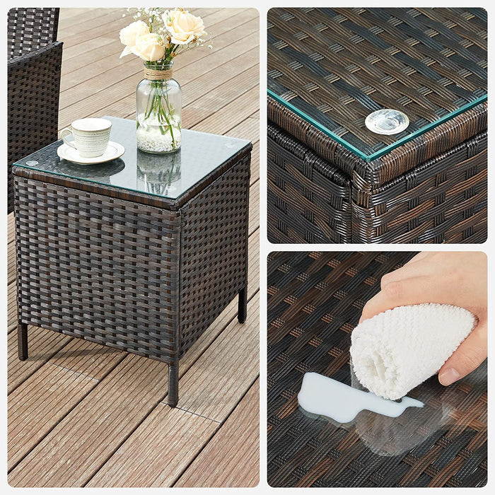Balkonmöbel, Gartenmöbel-Set, aus PE-Polyrattan, Lounge-Set, Tisch und 2 Stühle, Terrassenmöbel, Outdoor, für Terrasse, Balkon, Garten, braun-Taupe