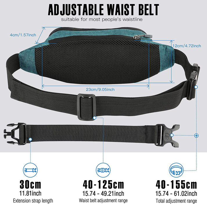 Bauchtasche Gürteltasche Hüfttasche Sport Wasserdicht Stylisch Nylon Klein Unisex Grün Hip Bum Waist Fanny Pack für Outdoor Reise Wandern 